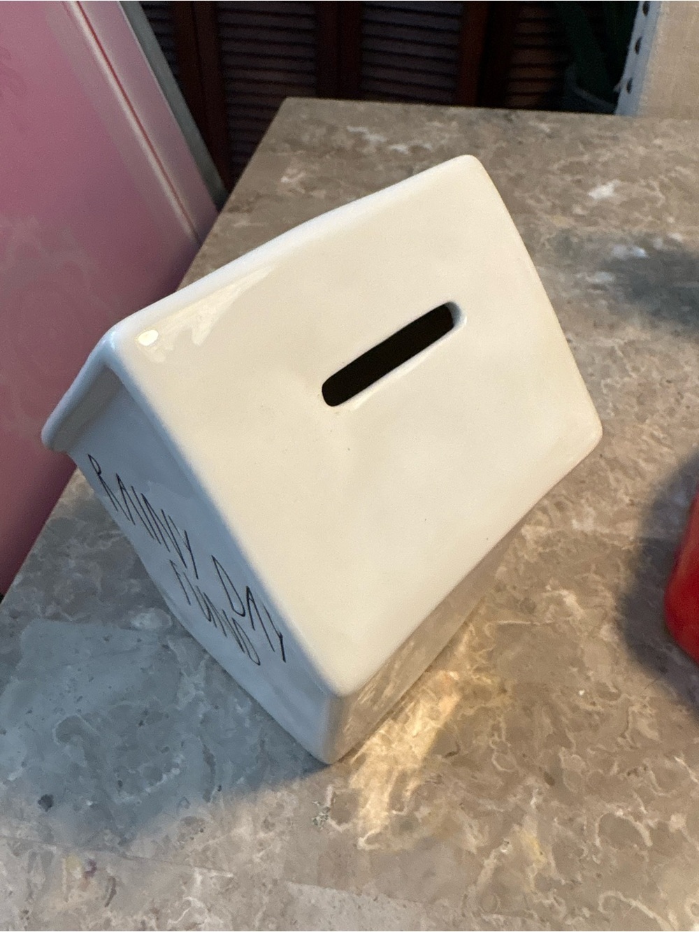 Rae Dunn Cream Ceramic House Coin Bank